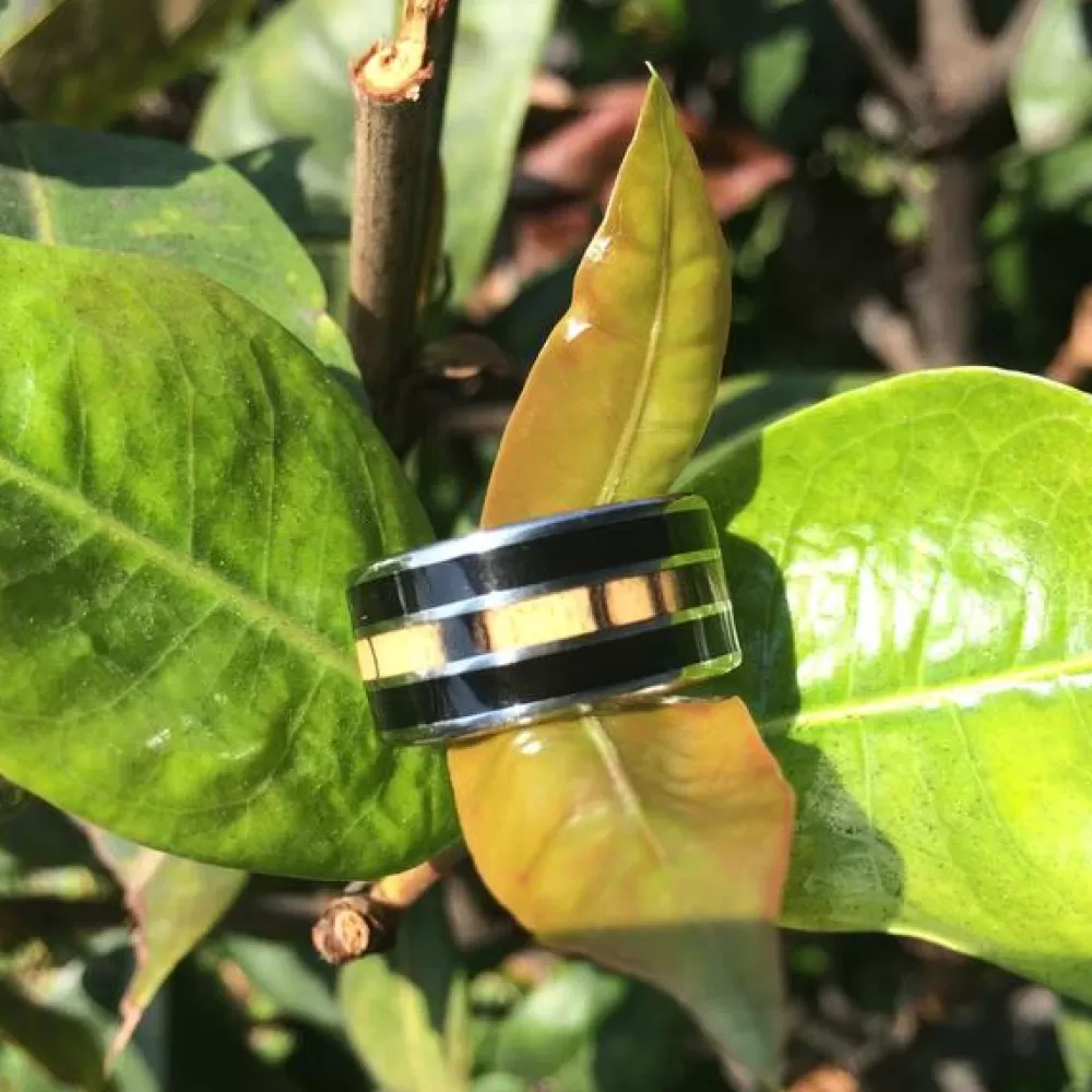 Rings | Hawaiian Titanium Rings Black And White Ebony Big Kahuna Titanium Ring