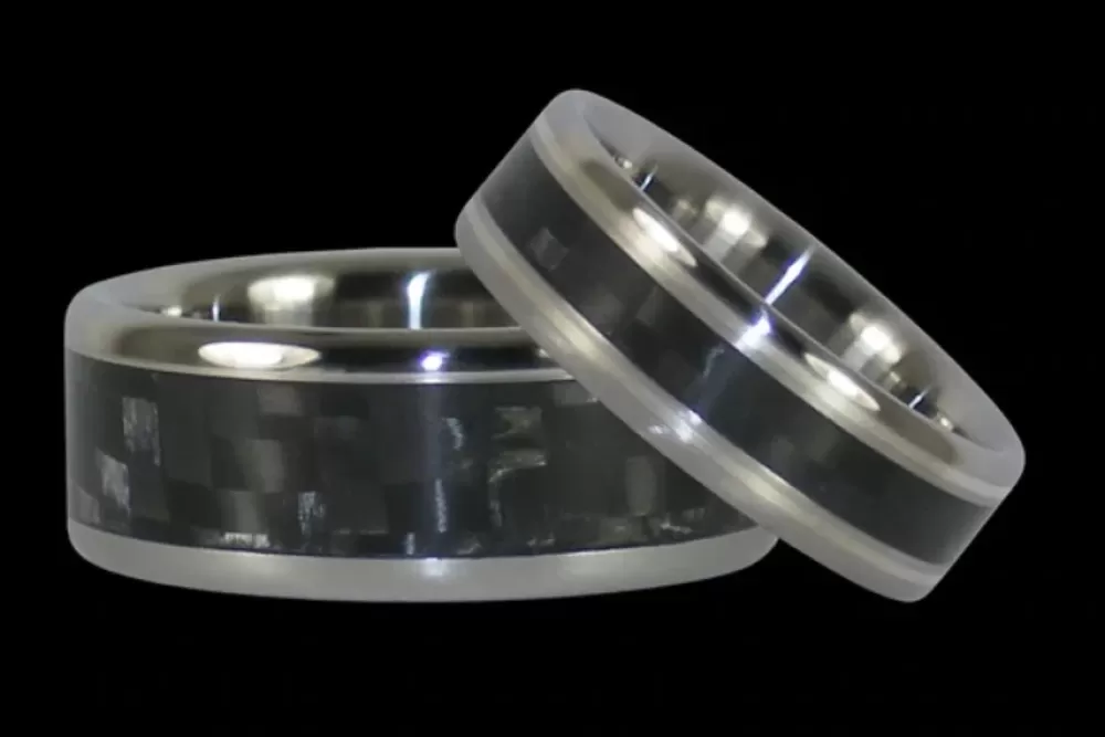 Rings | Hawaiian Titanium Rings Black Carbon Fiber Titanium Ring Band