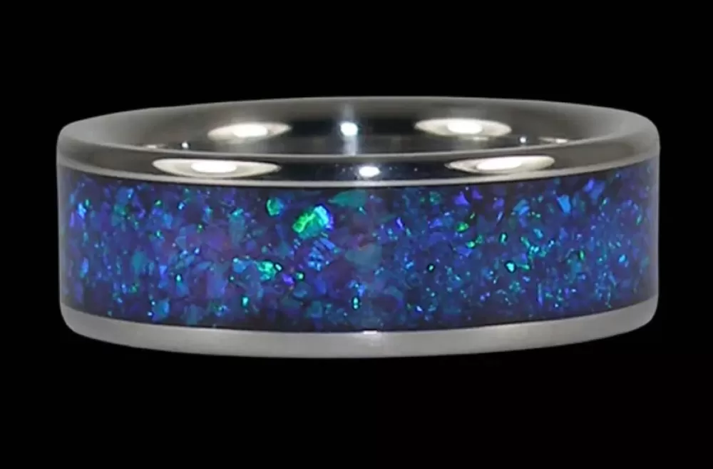 Rings | Hawaiian Titanium Rings Black Lab Opal Titanium Ring