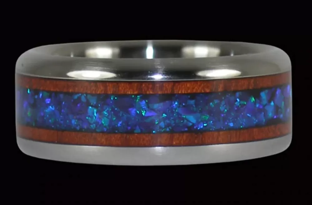 Rings | Hawaiian Titanium Rings Black Lab Opal Titanium Ring