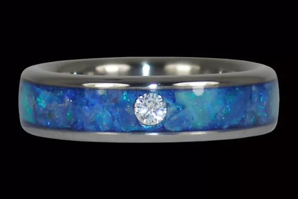 Rings | Hawaiian Titanium Rings Black Opal Hawaii Titanium Ring Band