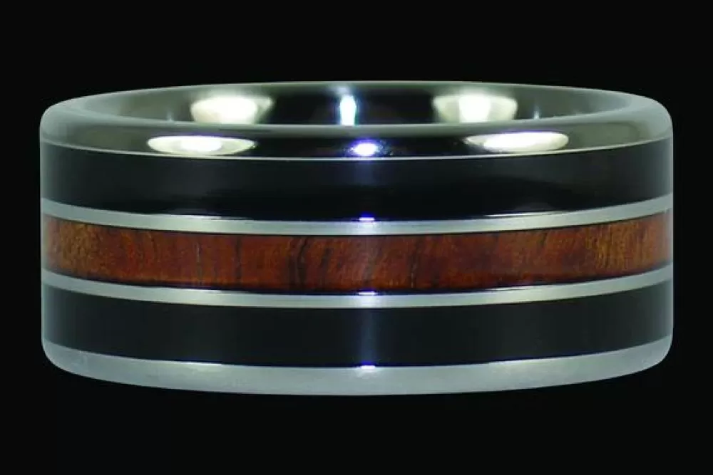 Rings | Hawaiian Titanium Rings Black Wood And Koa Big Kahuna Ring