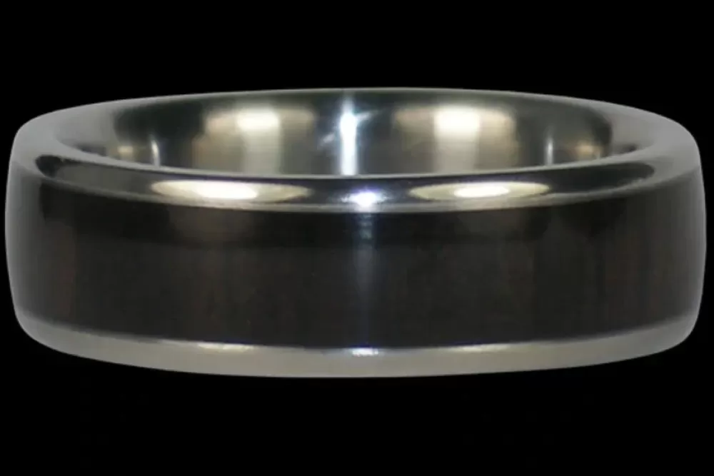 Hawaiian Jewelry | Hawaiian Titanium Rings Black Wood Titanium Ring Band