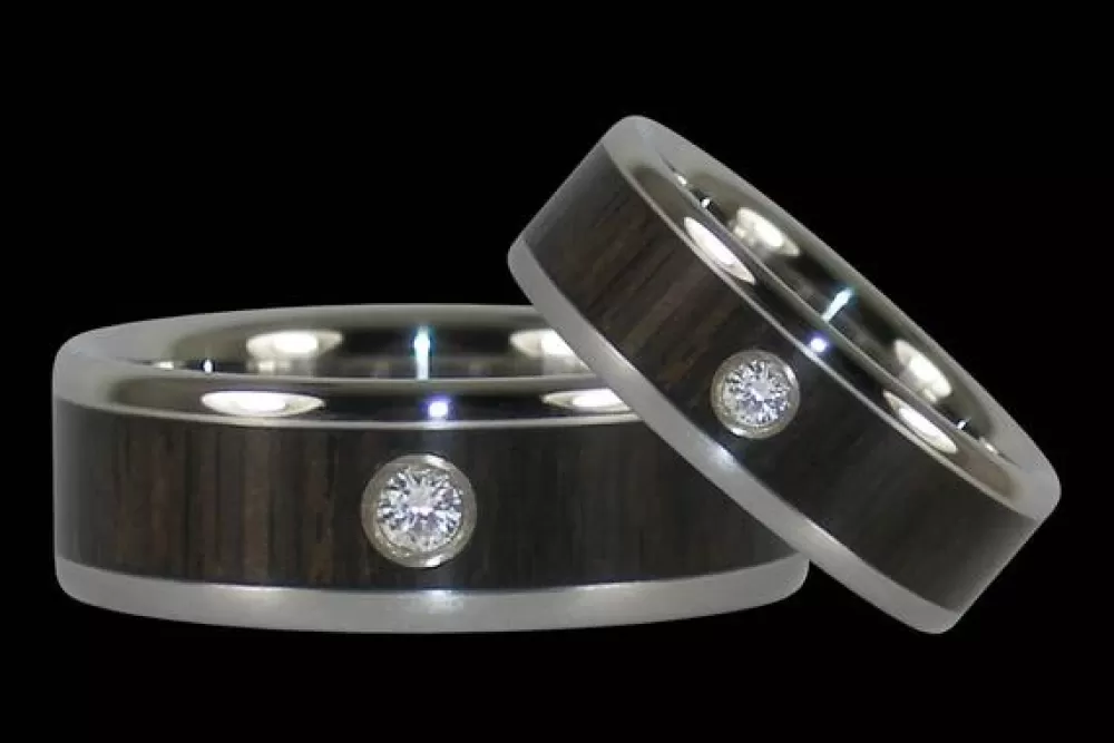 Rings | Hawaiian Titanium Rings Blackwood Diamond Titanium Ring