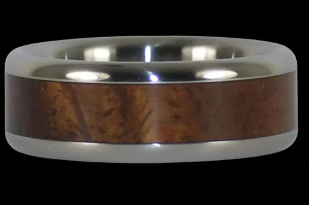 Rings | Hawaiian Titanium Rings Curly Koa Wood Hawaii Titanium Ring