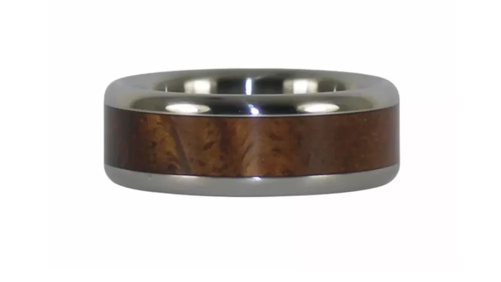 Rings | Hawaiian Titanium Rings Curly Koa Wood Hawaii Titanium Ring