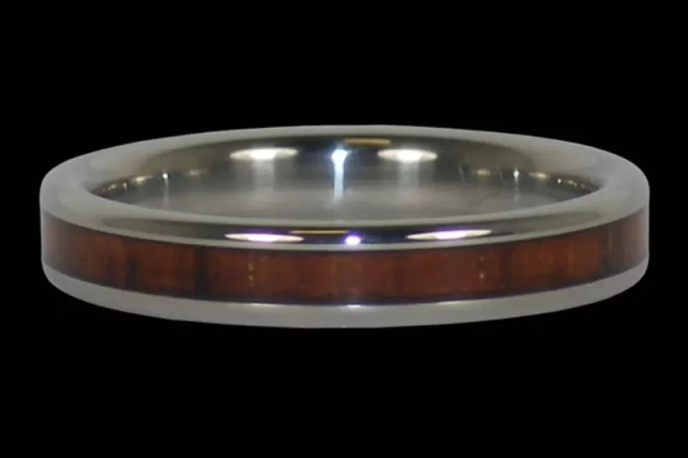 Hawaiian Jewelry | Hawaiian Titanium Rings Dark Koa Narrow Hawaii Titanium Ring