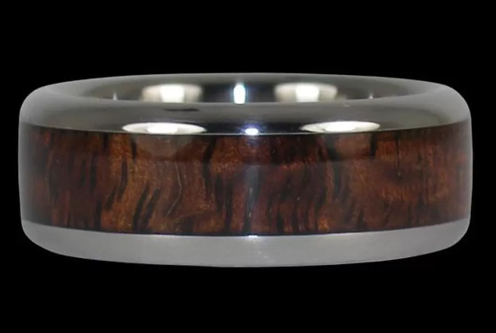 Rings | Hawaiian Titanium Rings Dark Koa Wood Inlay Titanium Ring Band