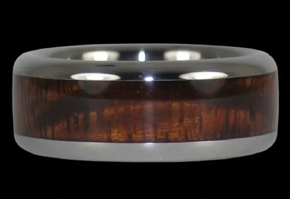 Rings | Hawaiian Titanium Rings Dark Tiger Koa Wood Hawaii Titanium Ring