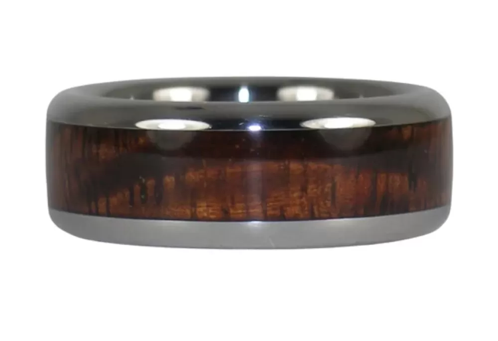 Rings | Hawaiian Titanium Rings Dark Tiger Koa Wood Hawaii Titanium Ring