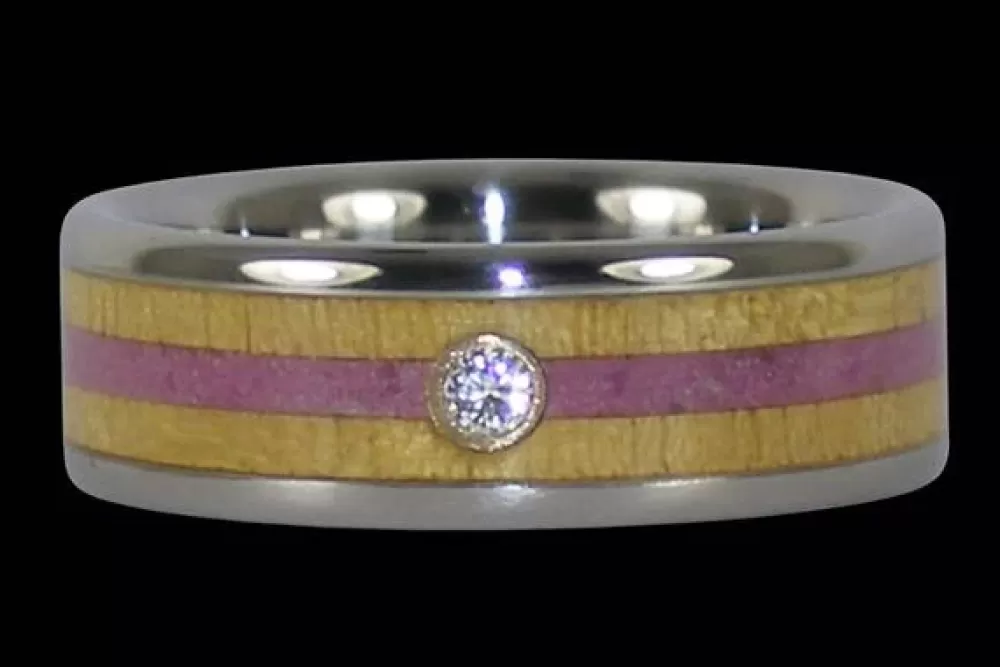 Rings | Hawaiian Titanium Rings Diamond Titanium Ring With Pink Sugilite