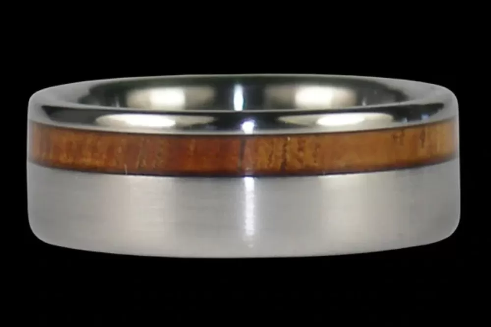 Rings | Hawaiian Titanium Rings Hawaiian Koa Wood Inlay Titanium Ring