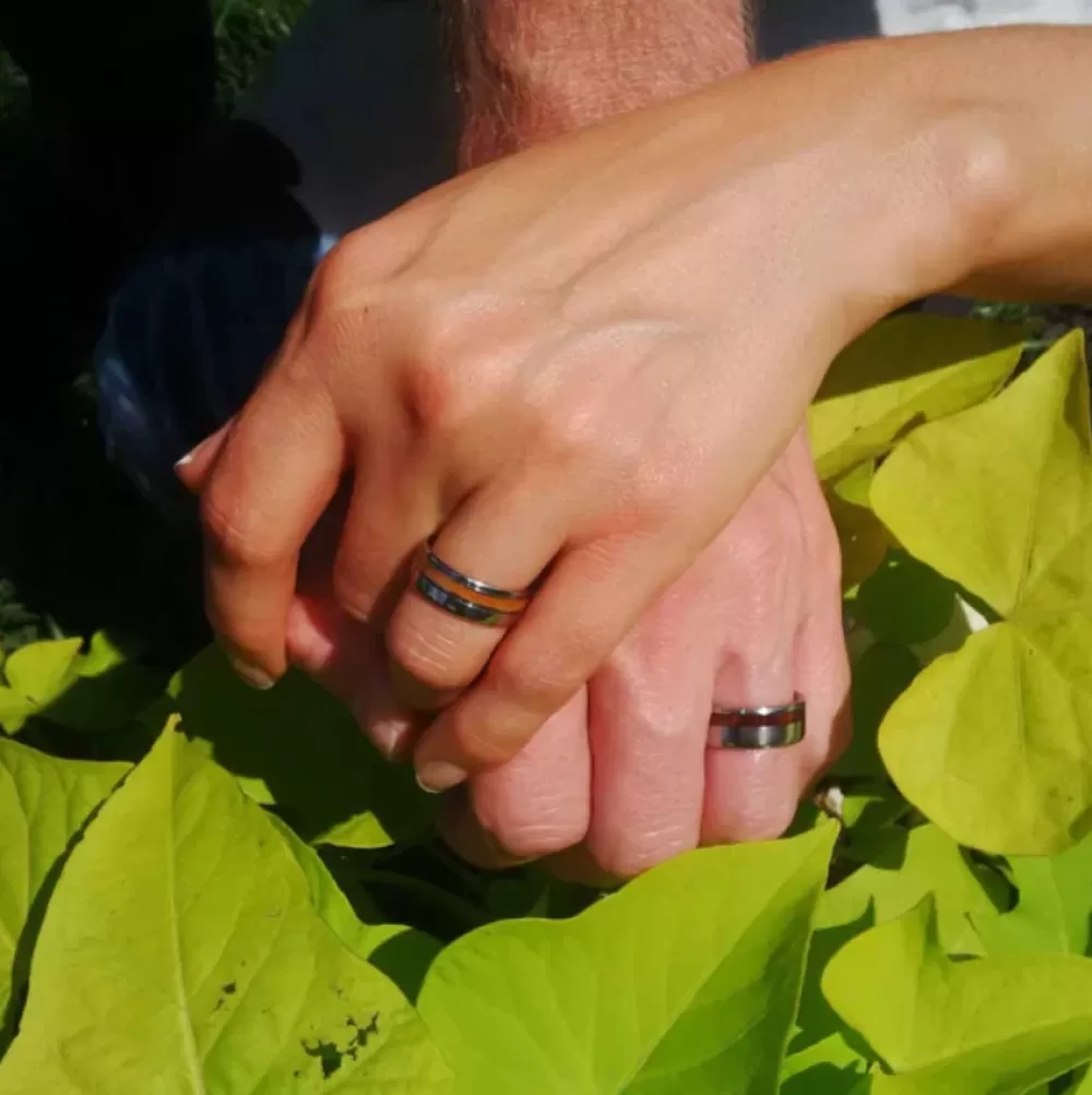 Rings | Hawaiian Titanium Rings Hawaiian Koa Wood Inlay Titanium Ring