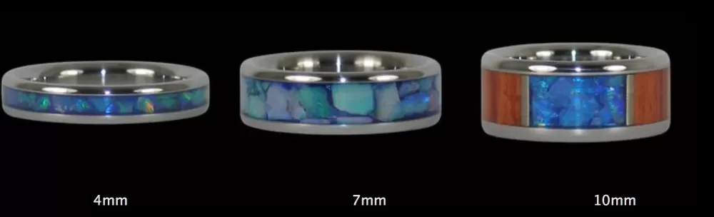 Hawaiian Jewelry | Hawaiian Titanium Rings Kahuna Opal Koa Titanium Ring