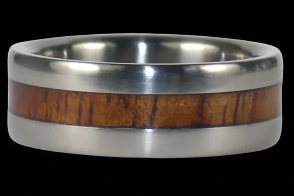 Rings | Hawaiian Titanium Rings Koa Wood Titanium Ring