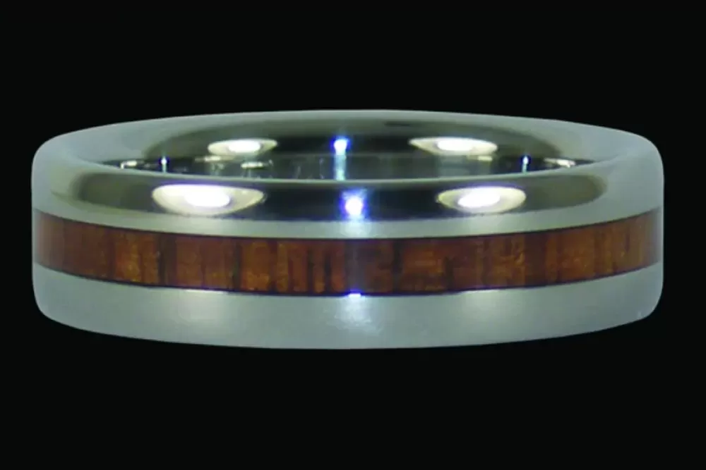 Hawaiian Jewelry | Hawaiian Titanium Rings Koa Wood Titanium Ring