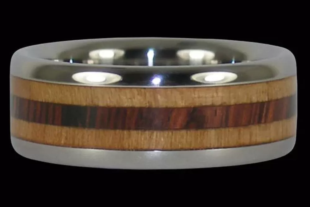 Rings | Hawaiian Titanium Rings Light Koa Wood Hawaii Titanium Ring