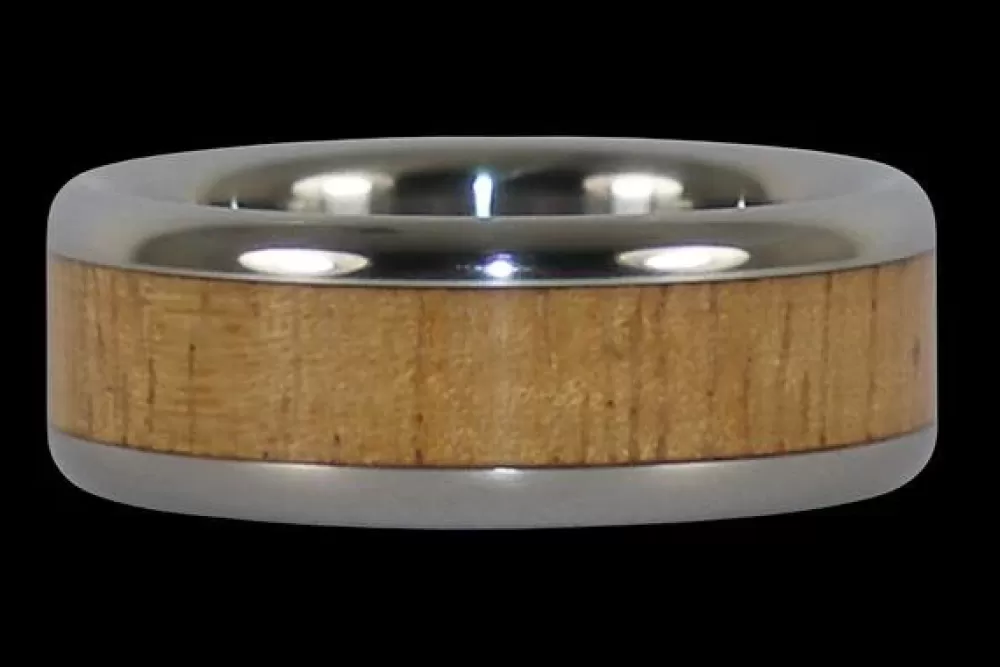 Rings | Hawaiian Titanium Rings Light Koa Wood Hawaii Titanium Ring