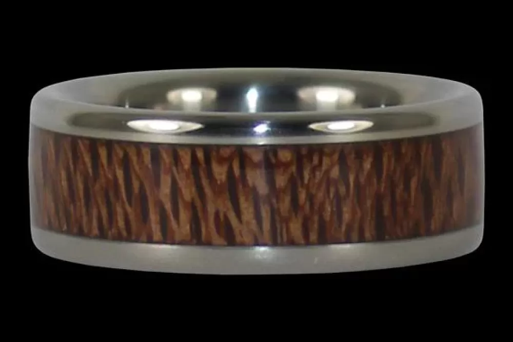 Rings | Hawaiian Titanium Rings Mac Nut Wood Inlay Titanium Ring