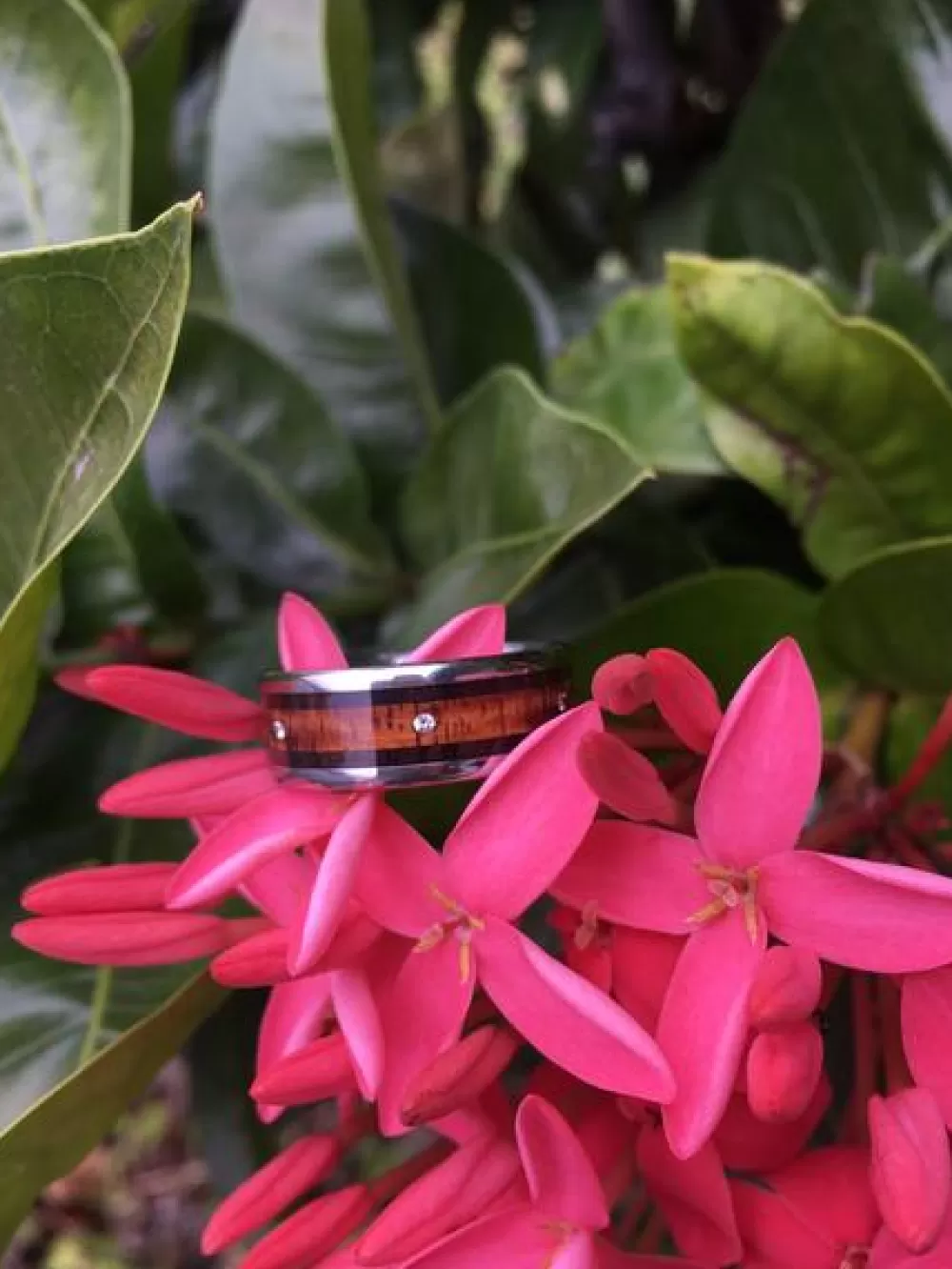 Rings | Hawaiian Titanium Rings Mens Diamond Wood Titanium Ring