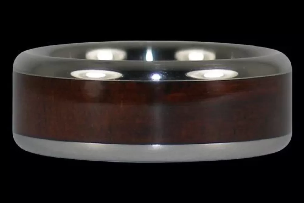 Hawaiian Jewelry | Hawaiian Titanium Rings Milo Wood Inlay Ring Band