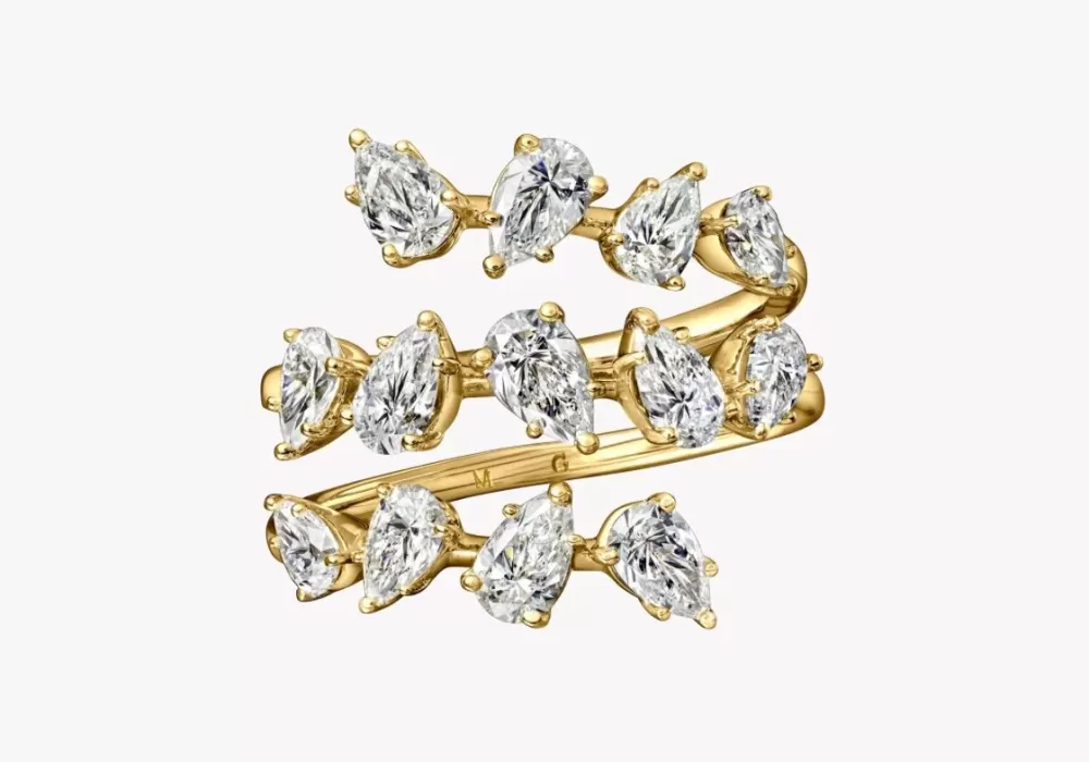 Rings | Kate Alexandra Pear Diamond Spiral Ring