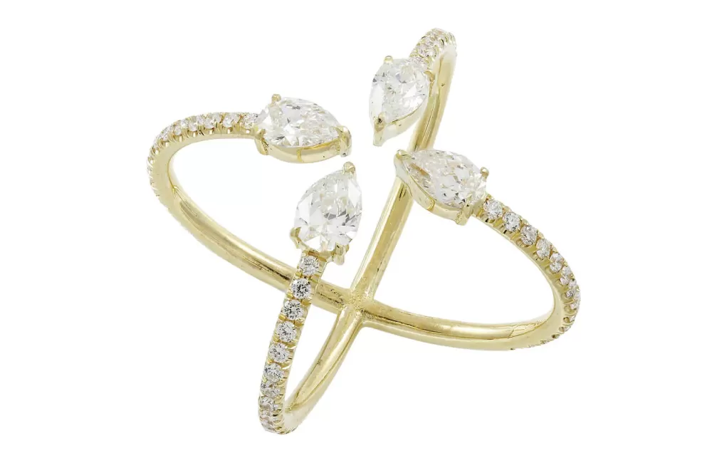 Rings | Kate Alexandra Pear Diamond X Ring