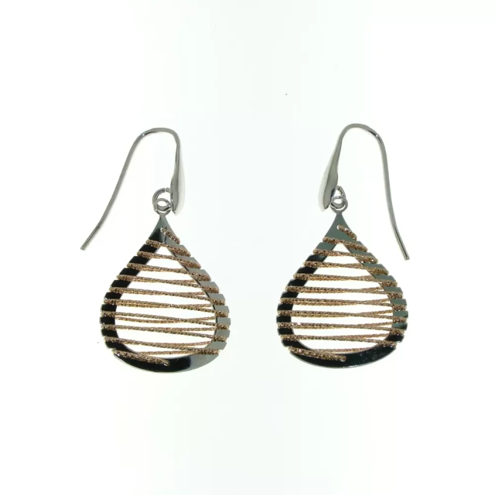 Earrings | Elliott Chandler Sterling Silver Pear-Shaped Rose-Colored Spiral Glitter Wire Dangle Earrings