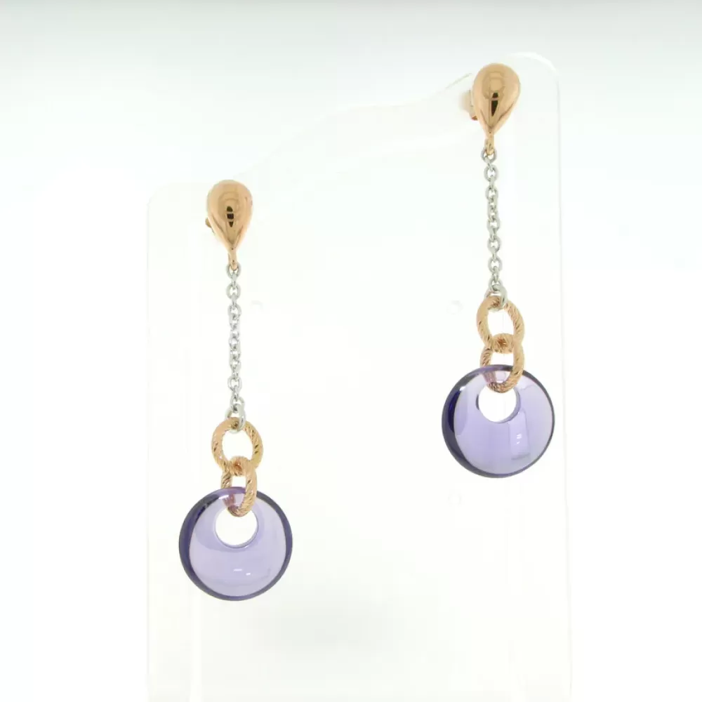 Earrings | Elliott Chandler Sterling Silver Rose & Silver Zircon Amethyst Earrings