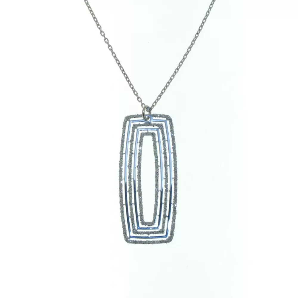 Pendants & Necklaces | Elliott Chandler Sterling Silver Sparkle Glitter Rectangular Pendant Necklace