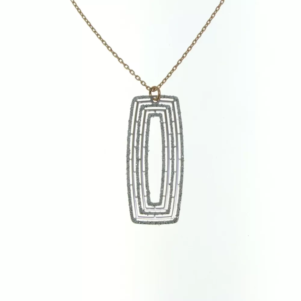 Pendants & Necklaces | Elliott Chandler Sterling Silver Sparkle Glitter Rose-Toned Rectangular Pendant Necklace