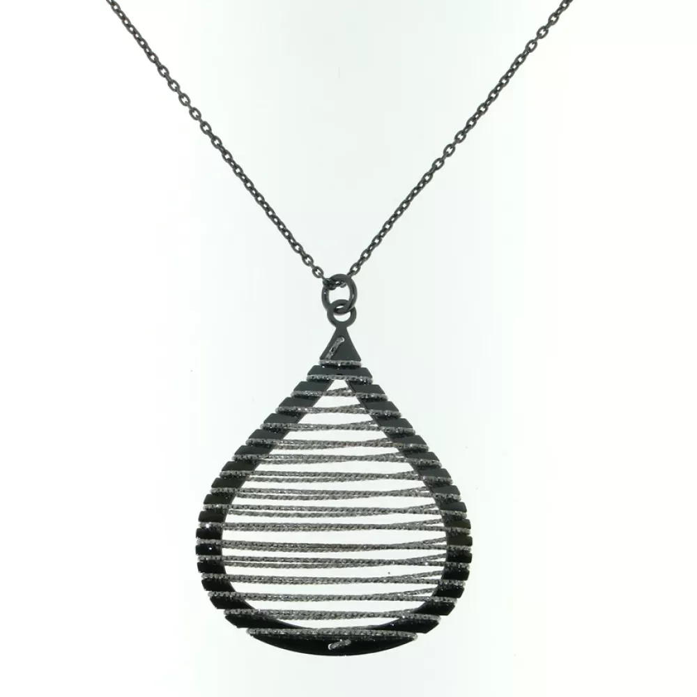 Pendants & Necklaces | Elliott Chandler Sterling Silver Tear Shaped Necklace With Spiral Glitter Wire Design Pendant