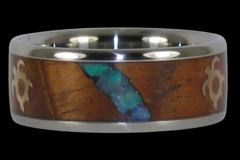 Rings | Hawaiian Titanium Rings Three Falls Australian Opal Titanium Ring