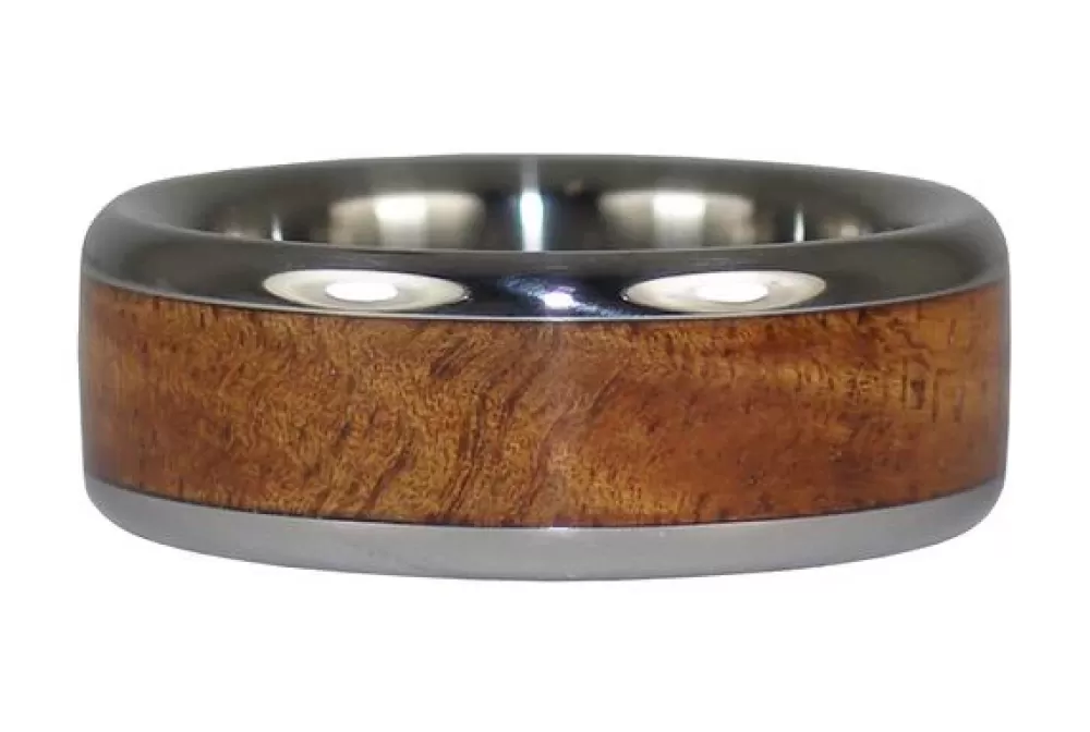 Rings | Hawaiian Titanium Rings Tiger Koa Wood Hawaii Titanium Ring