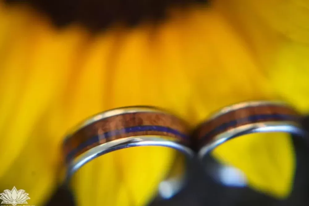 Rings | Hawaiian Titanium Rings Turquoise And Koa Wood Titanium Ring