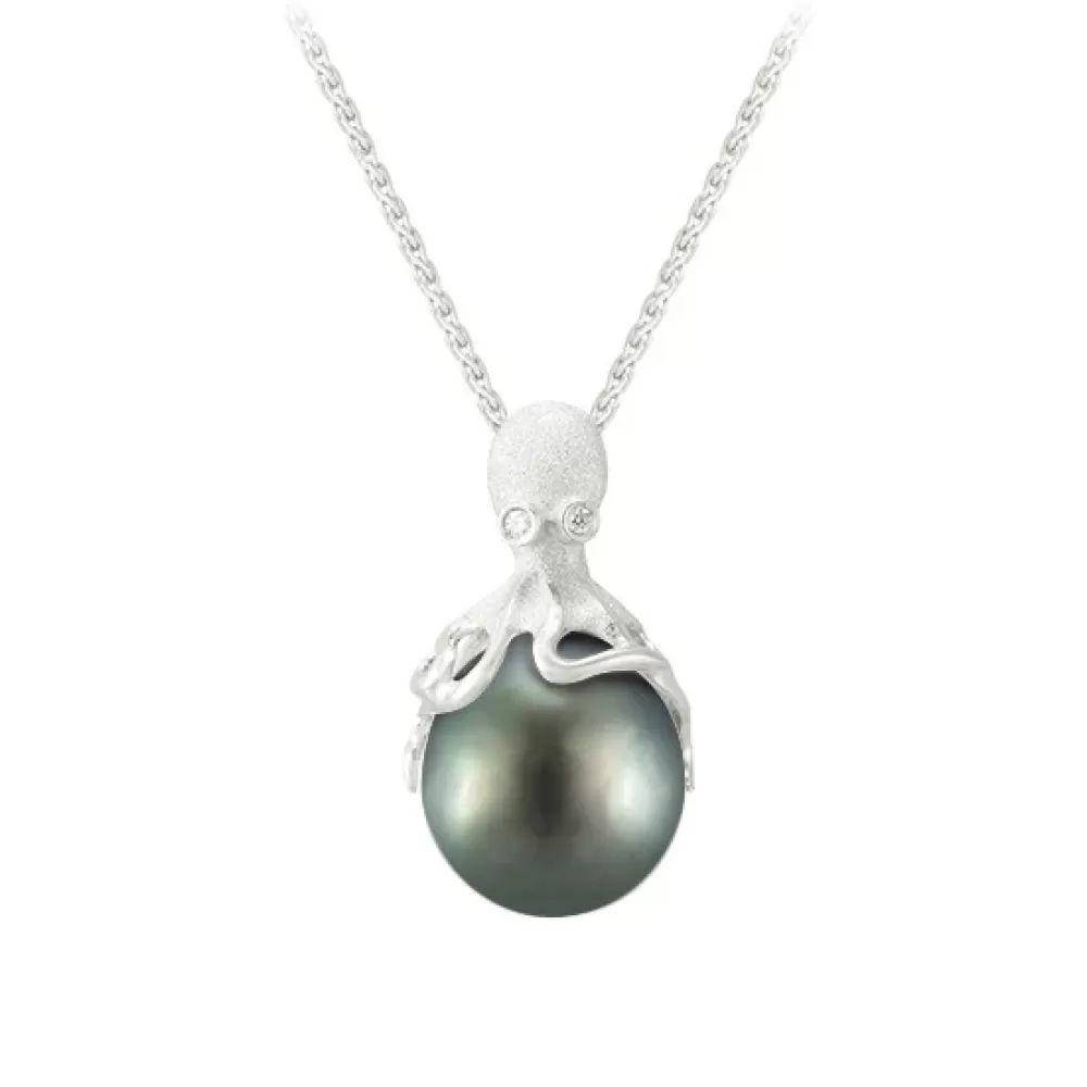 Pendants & Necklaces | Denny Wong White Gold Octopus Pendant With 11Mm Tahitian Pearl & Diamonds