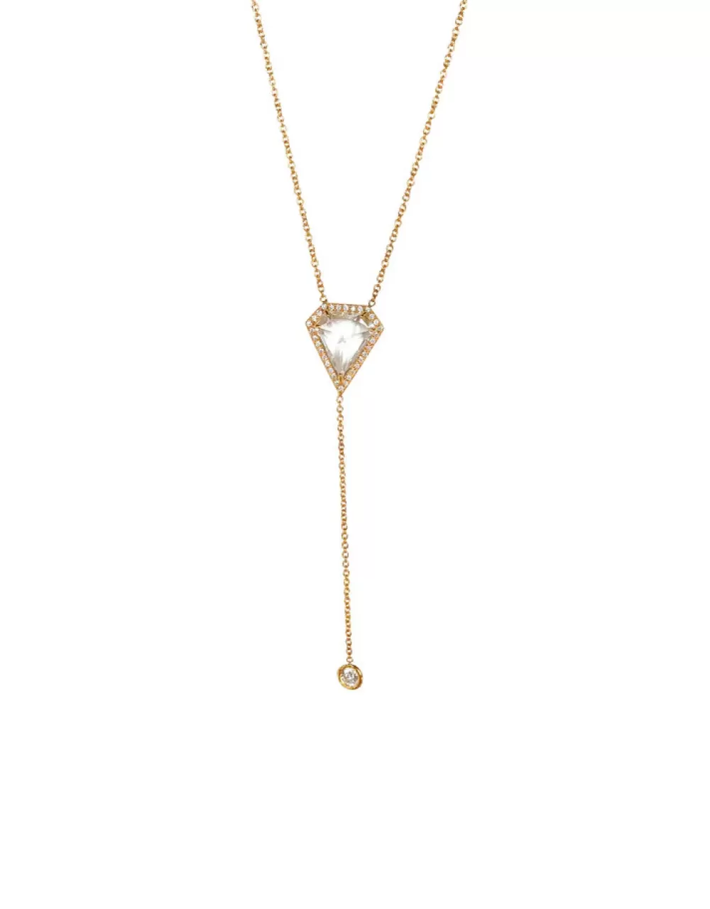 Pendants & Necklaces | Kate Alexandra White Topaz Kite Necklace With Bezel Diamond Drop Lariat